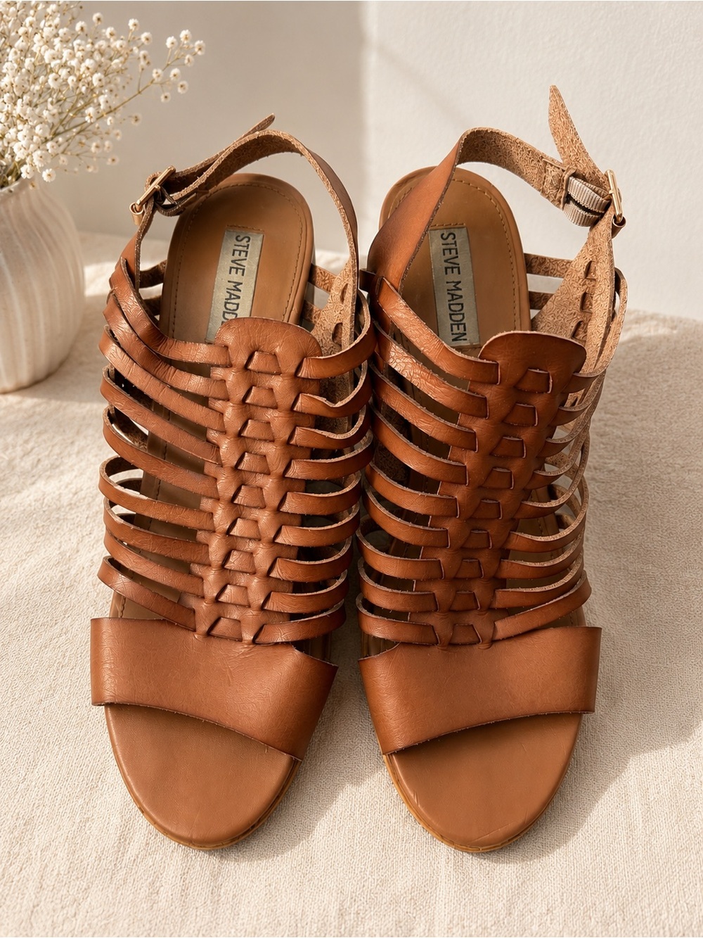 Steve Madden Brown Woven Gladiator Sandals | Size 10